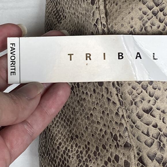 Tribal Pants Womens 4 Light Tan Snake Print Skinny Animal Pattern Stretch New - Picture 8 of 10